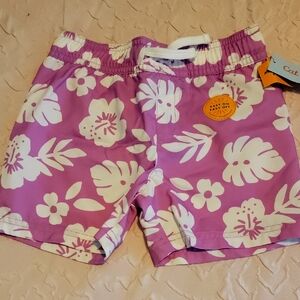 NWT Cat & Jack Purple and White UPF 50+ Swim Shorts